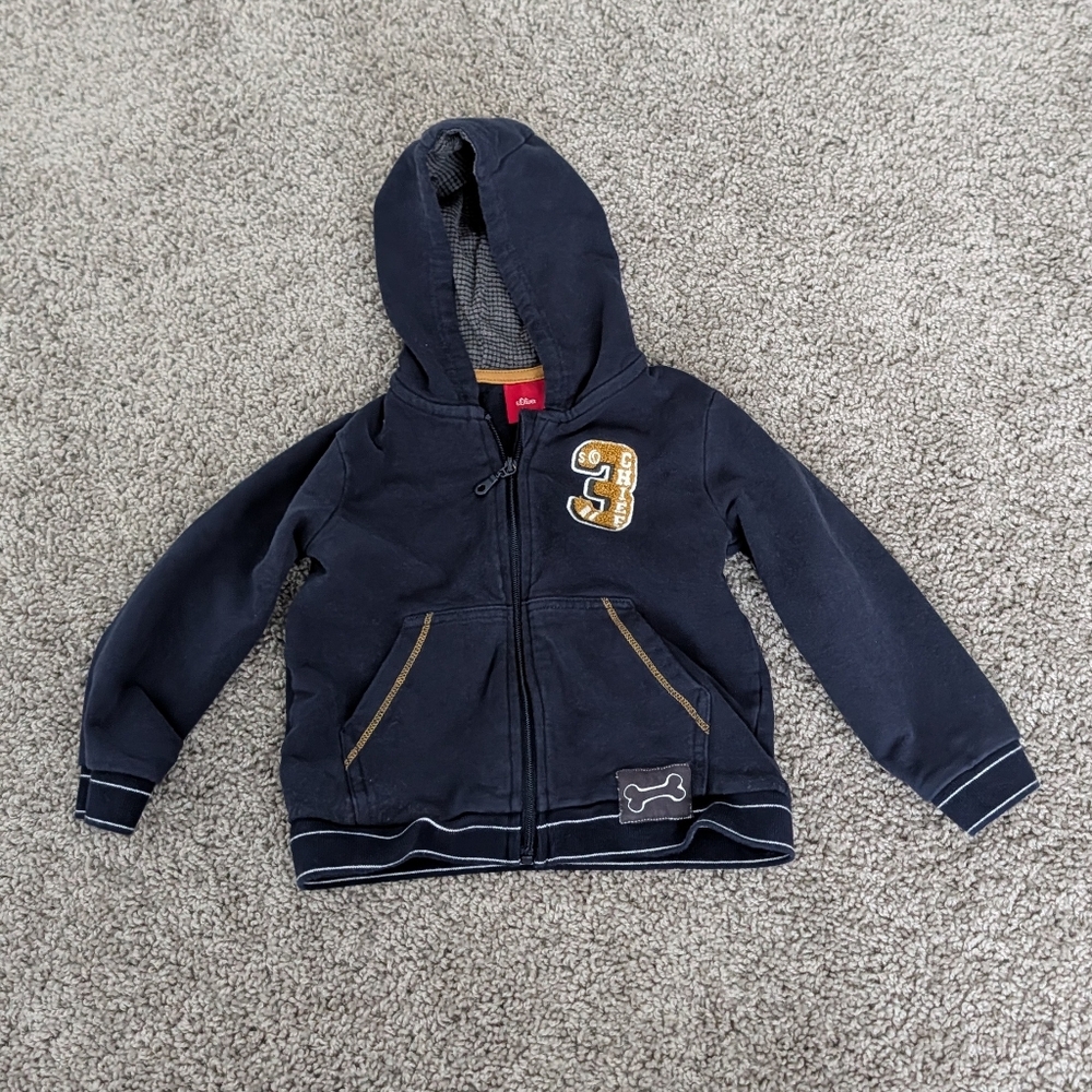 S. Oliver Navy Blue Boy Zip Up Hoodie Size 98 (US Size 2-3 T)